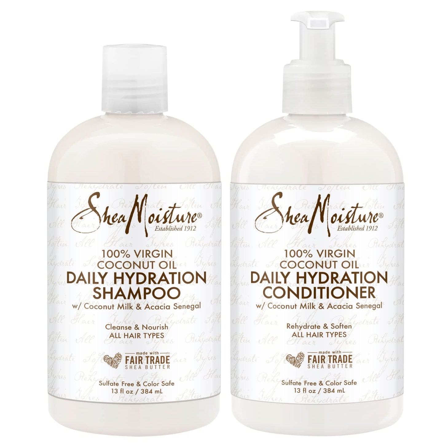 【エクスプレス便】Shea Moisture Daily Hydration Shampoo&Conditioner シアモイスチャー デイリーハイドレーション シャンプー&コンディショナー 100% Virgin Coconut Oil 100% バージンココナッツオイル ダメージ補修