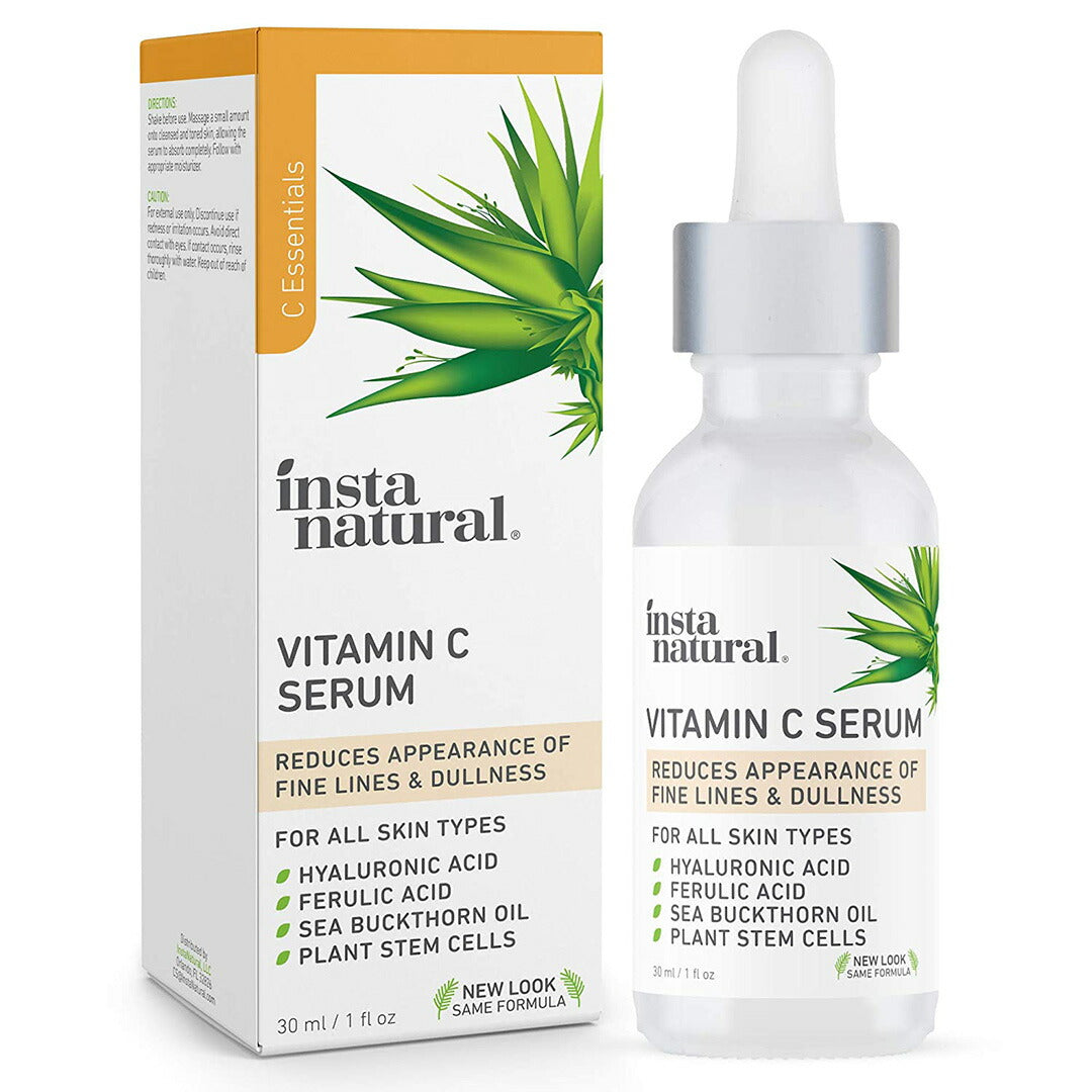 【追跡可能海外メール便】insta natural Vitamin C Serum 1oz インスタナチュラル ビタミンC美容液 ヒアルロン酸 フェルラ酸 シーバックソーンオイル 植物幹細胞