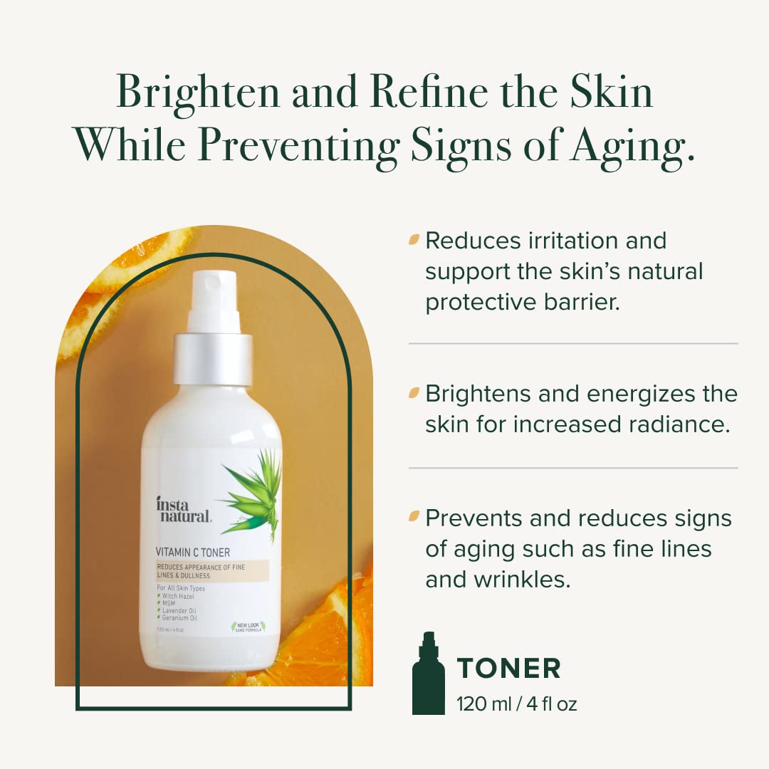 【エクスプレス便】insta natural Vitamin C Toner 4oz インスタナチュラル ビタミンCトナー 化粧水 120ml ビタミンC ウィッチヘーゼル MSM ラベンダーオイル ゼラニウムオイル スキンケア 美容 クリーム