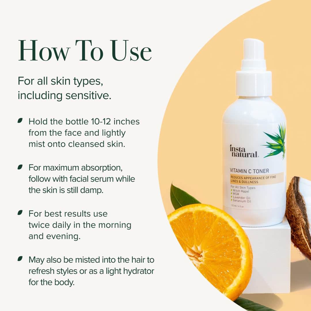 【エクスプレス便】insta natural Vitamin C Toner 4oz インスタナチュラル ビタミンCトナー 化粧水 120ml ビタミンC ウィッチヘーゼル MSM ラベンダーオイル ゼラニウムオイル スキンケア 美容 クリーム