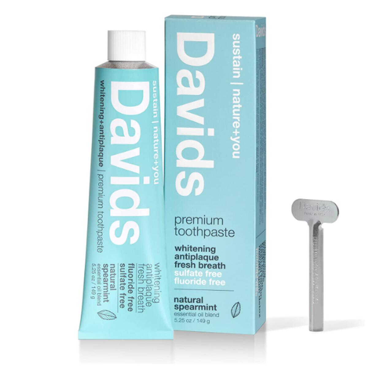 【追跡可能海外メール便】 Davids Natural Toothpaste スペアミント 149g Spearmint 歯磨き粉 ホワイトニング フッ素無添加 スペアミント味