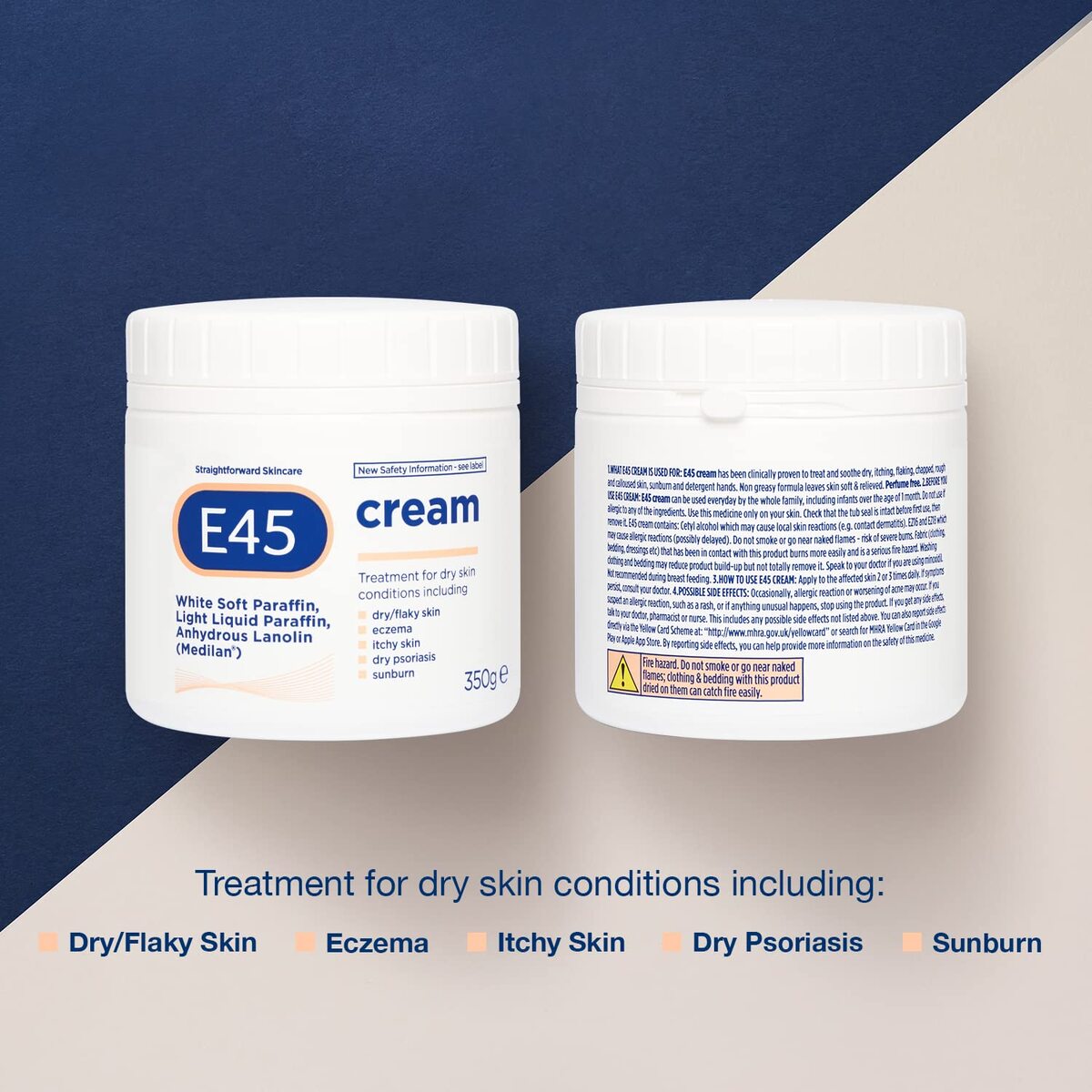 【エクスプレス便】E45 ボディークリーム E45 Dermatological Cream Treatment for Dry Skin Conditions (350g)