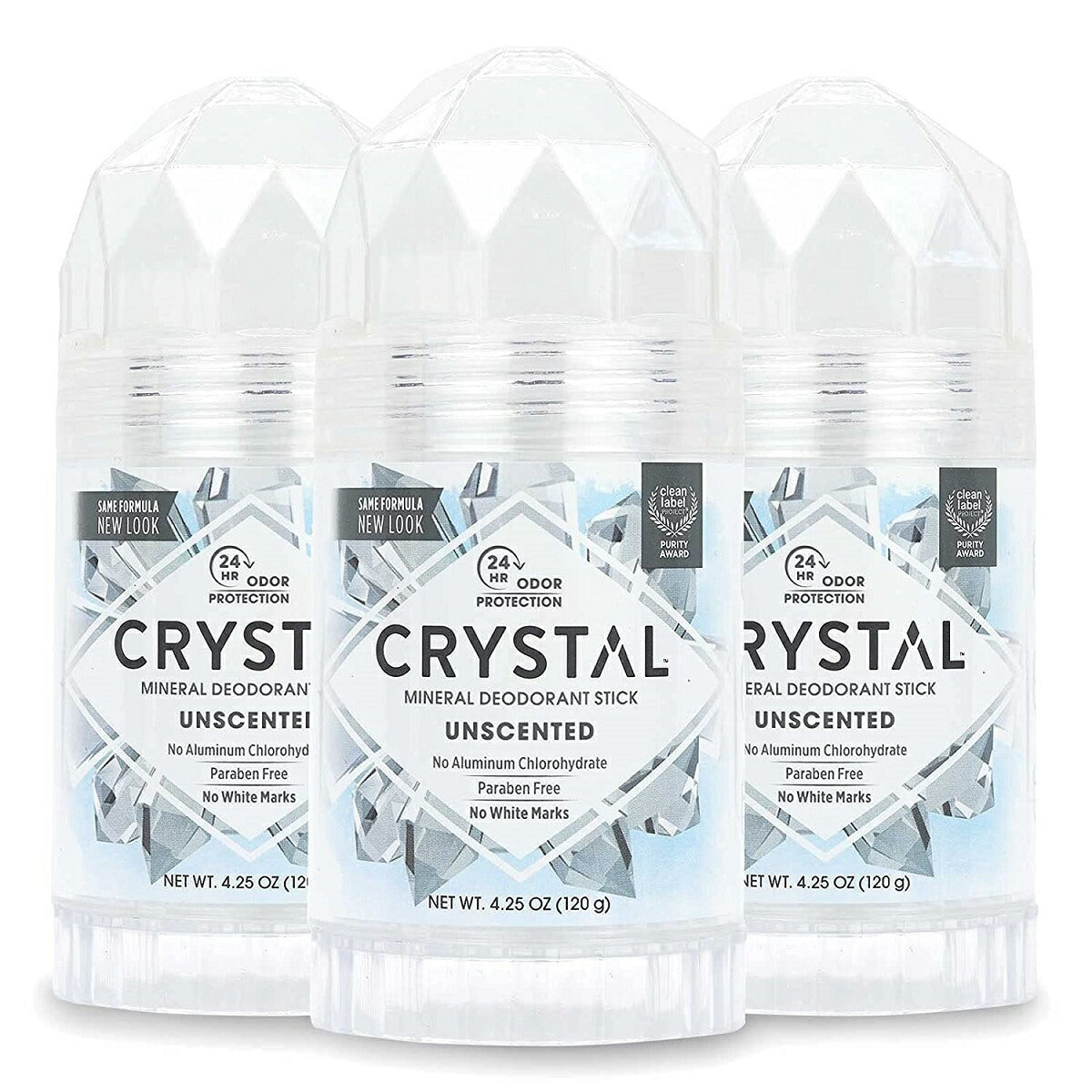 【エクスプレス便】【お得な3本セット】CRYSTAL Mineral Deodorant Stick Unscented 4.25oz (Pack of 3)クリスタル ミネラルデオドラントスティック 無香料 120g (3個パック)匂い対策 スティックタイプ 低刺激