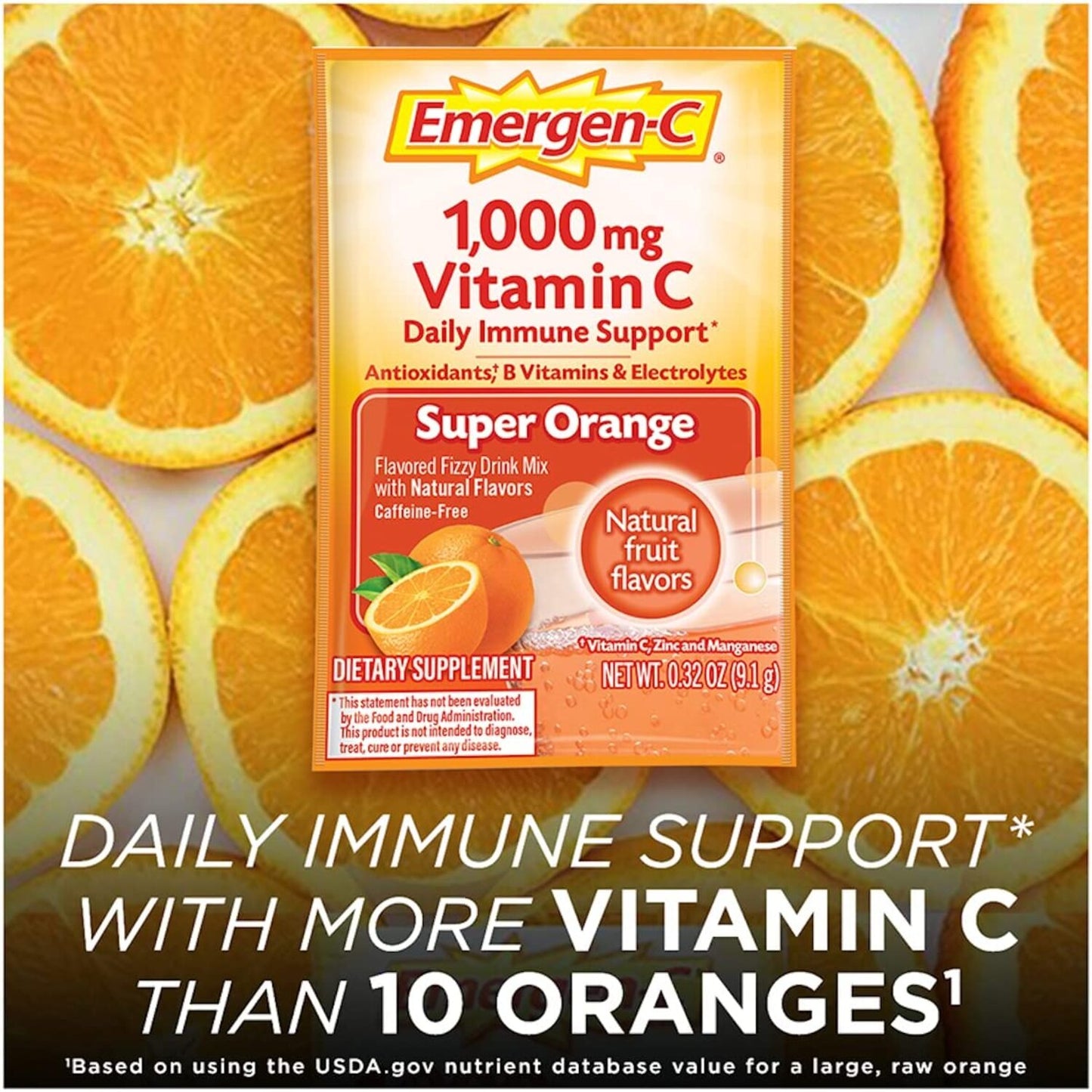 【エクスプレス便】Emergen-C 1000m エマージェンシーC オレンジ味 60包 546g ビタミンCパウダー 免疫サポート オレンジ10個分 サプリメント