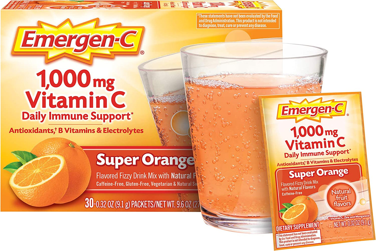 【エクスプレス便】Emergen-C 1000m エマージェンシーC オレンジ味 60包 546g ビタミンCパウダー 免疫サポート オレンジ10個分 サプリメント