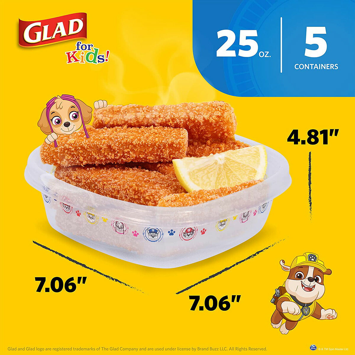 【エクスプレス便】Glad for Kids Paw Patrol GladWare Medium Lunch Square Food Storage Containers 5 Count Set パウ・パトロール グラッド ミディアムランチコンテナー 5個入り ピクニック お弁当 プラスチック BPAフリ