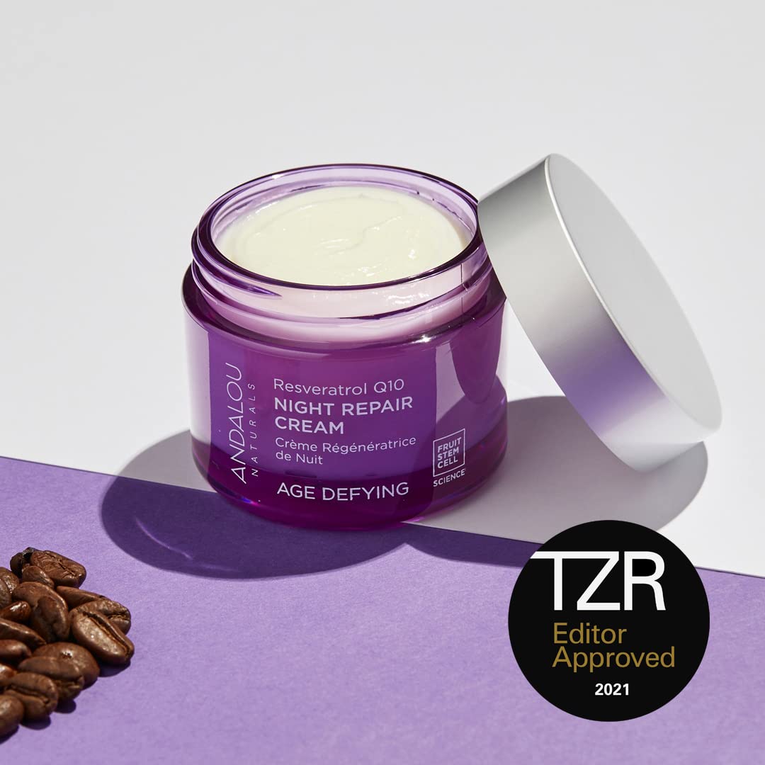 【追跡可能海外メール便】Andalou Naturals Resveratrol Q10 Night Repair Cream 1.7oz アンダルーナチュラルズ Q10ナイトリペアクリーム 夜用クリーム 50g お肌 美容 スキンケア