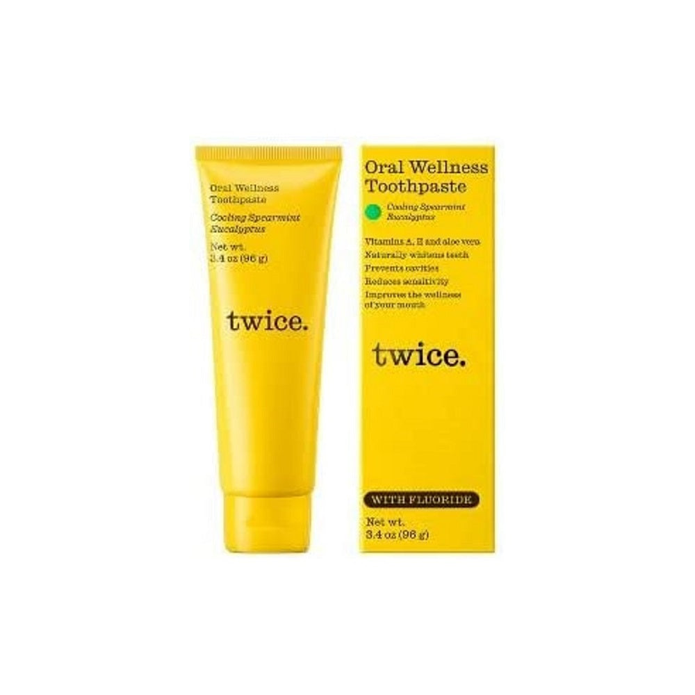 【追跡可能海外メール便】Twice Vegan Toothpaste (Cooling Spearmint Eucalyptus) 3.4ozトゥワイス ヴィーガン歯磨き粉 クールスペアミントユーカリ(96g)敏感な歯用 歯茎用 ホワイトニング歯磨き粉 オーラルウェルネス