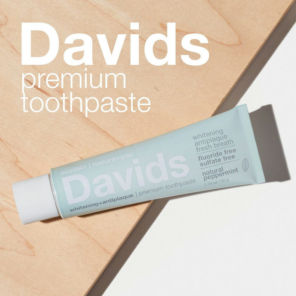 【追跡可能海外メール便】 Davids Natural Toothpaste Peppermint 1.75oz 50g 3本セット 歯磨き粉 ホワイトニング フッ素無添加 ペパーミント味