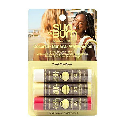 【追跡可能海外メール便】Sun Bum SPF 30 Sunscreen Lip Balm 0.15oz Pack of 3 サンバム 日焼け止め リップバーム 4.25g  3本セット SPF30 バラエティパック  乾燥 うるおい 保湿 リップ リップケア リップクリーム