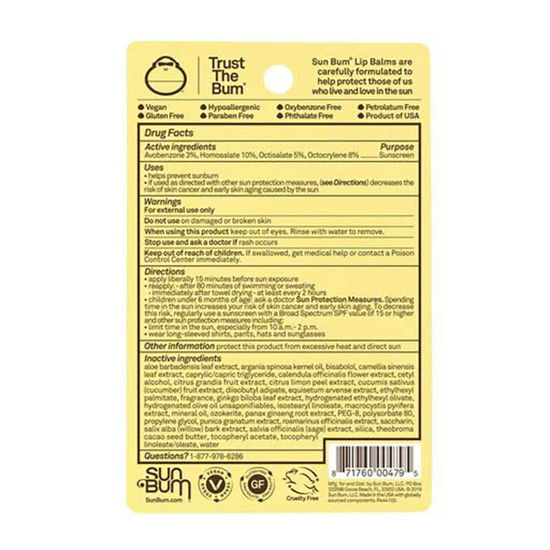 【追跡可能海外メール便】Sun Bum SPF 30 Sunscreen Lip Balm 0.15oz Pack of 3 サンバム 日焼け止め リップバーム 4.25g  3本セット SPF30 バラエティパック  乾燥 うるおい 保湿 リップ リップケア リップクリーム