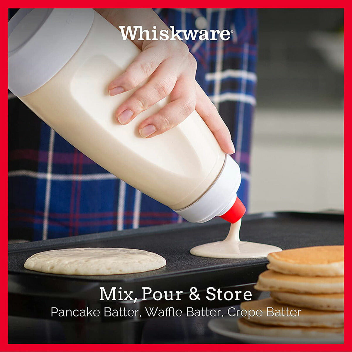 【エクスプレス便】Whiskware Pancake Batter Dispenser and Mixer with BlenderBall ウィスクウェア(Whiskware) パンケーキミキサー パンケーキ シェイカー ミキサー 混ぜる 簡単