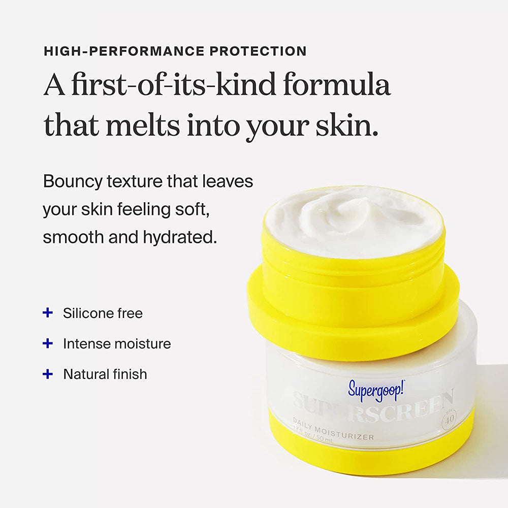 【エクスプレス便】Supergoop! Superscreen 1.7oz SPF 40 PA+++ Hydrating Daily Moisturizer スーパーグープ スーパースクリーン デイリーモイストライザー SPF40 クリーム 日焼け止め 顔用 保湿