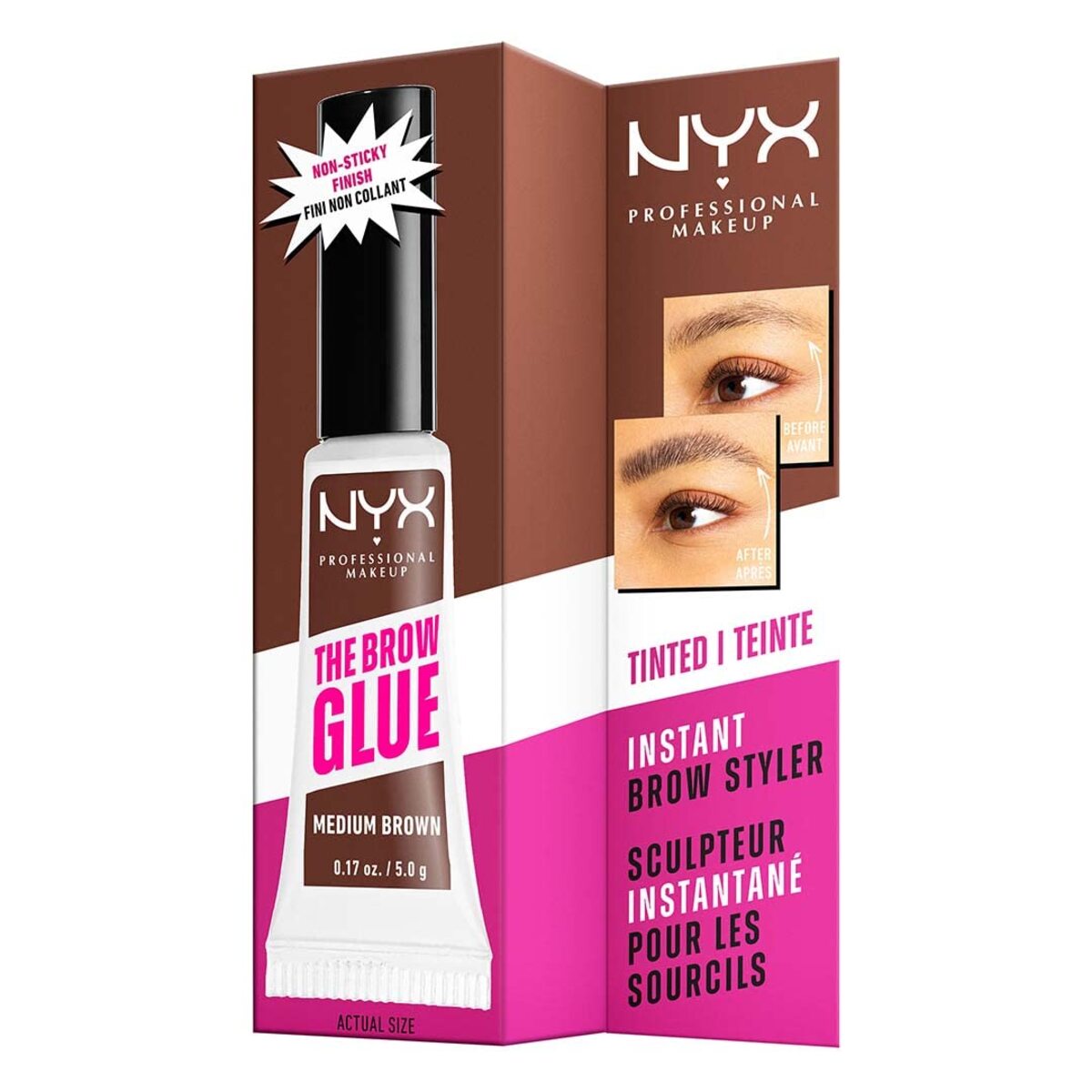 【追跡可能海外メール便】NYX【Medium Brown】  PROFESSIONAL MAKEUP The Brow Glue, Extreme Hold Tinted Eyebrow Gel ニックス アイブロウ ジェル 眉毛マスカラ 眉毛ジェル 眉毛