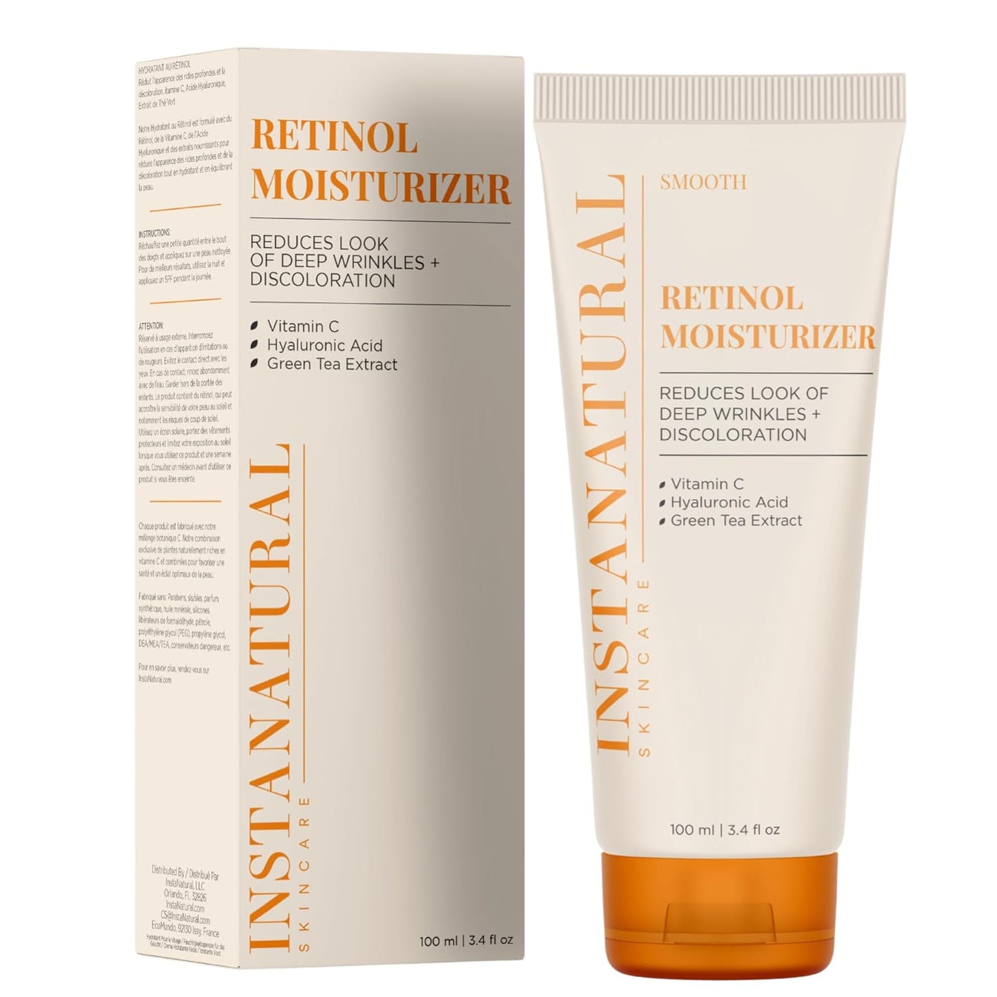 【エクスプレス便】insta natural Retinol Moisturizer 3.4oz インスタナチュラル レチノールモイスチャライザー 100ml ビタミンC ヒアルロン酸 スキンケア 美容 クリーム