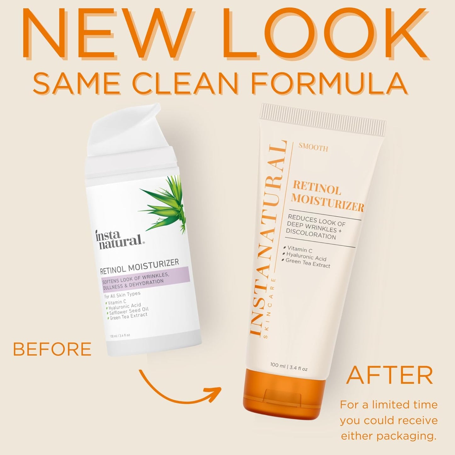 【エクスプレス便】insta natural Retinol Moisturizer 3.4oz インスタナチュラル レチノールモイスチャライザー 100ml ビタミンC ヒアルロン酸 スキンケア 美容 クリーム