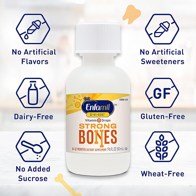 【追跡可能海外メール便】Enfamil Baby Vitamin D-Vi-Sol Liquid Supplement Drops for Infants  ベビービタミン D 乳児用 新生児の強い歯と骨に グルテンフリー 50日分 50ml