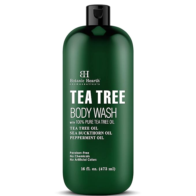 【エクスプレス便】Botanic Hearth Tea Tree Body Wash Nails Ringworms Jock Itch Acne Eczema & Odor Soothes Itching Healthy Naturally Scented16oz ボタニック ハース ティー ツリー ボディ ウォッシュ 473ml