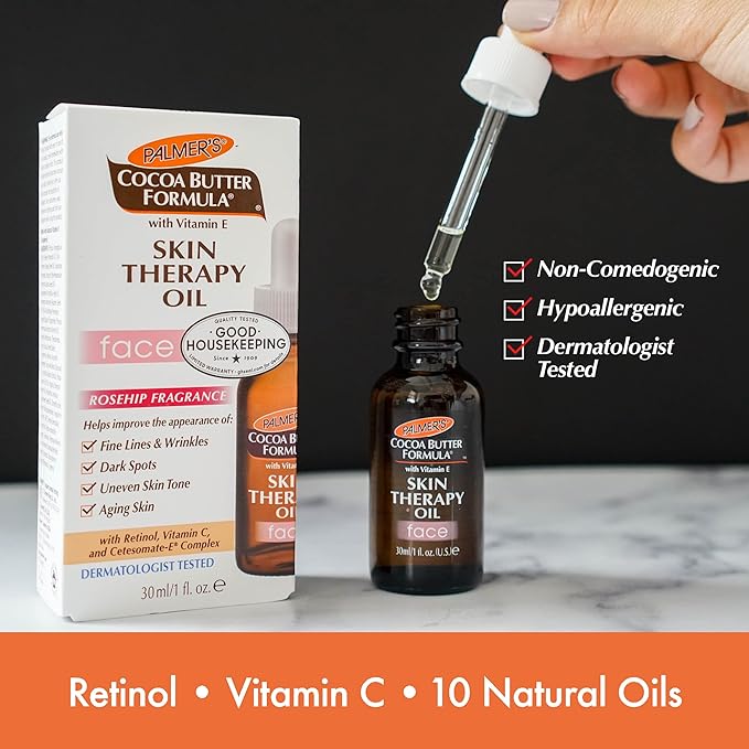 【追跡可能海外メール便】Palmer's Cocoa Butter Formula Moisturizing Skin Therapy Oil for Face with Vitamin E Rosehip 1 oz パルマーズ ココアバター保湿スキンセラピーオイル ローズヒップ 30ml