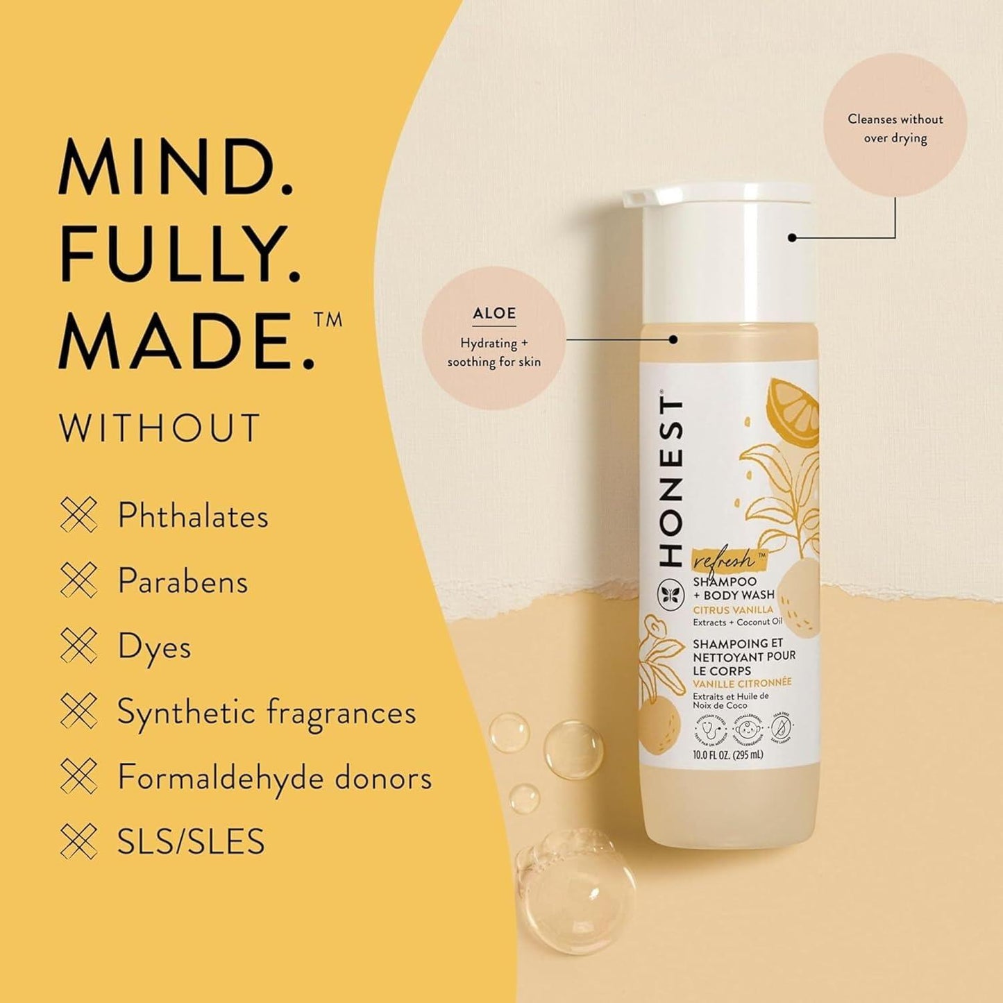 【エクスプレス便】【新パッケージ】Citrus Vanilla Refresh, The Honest Company 2-in-1 Cleansing Shampoo + Body Wash 10 fl oz ザ・オネスト・カンパニー 2-in-1 クレンジング シャンプー ボディウォッシュ シトラスバニラ 赤ちゃん 天然由来