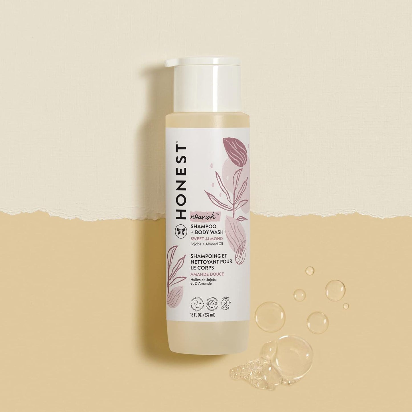 【エクスプレス便】【新パッケージ】Sweet Almond Nourish, The Honest Company 2-in-1 Cleansing Shampoo + Body Wash 10 fl oz ザ・オネスト・カンパニー 2-in-1 クレンジング シャンプー ボディウォッシュ 赤ちゃん 天然由来 アーモンド
