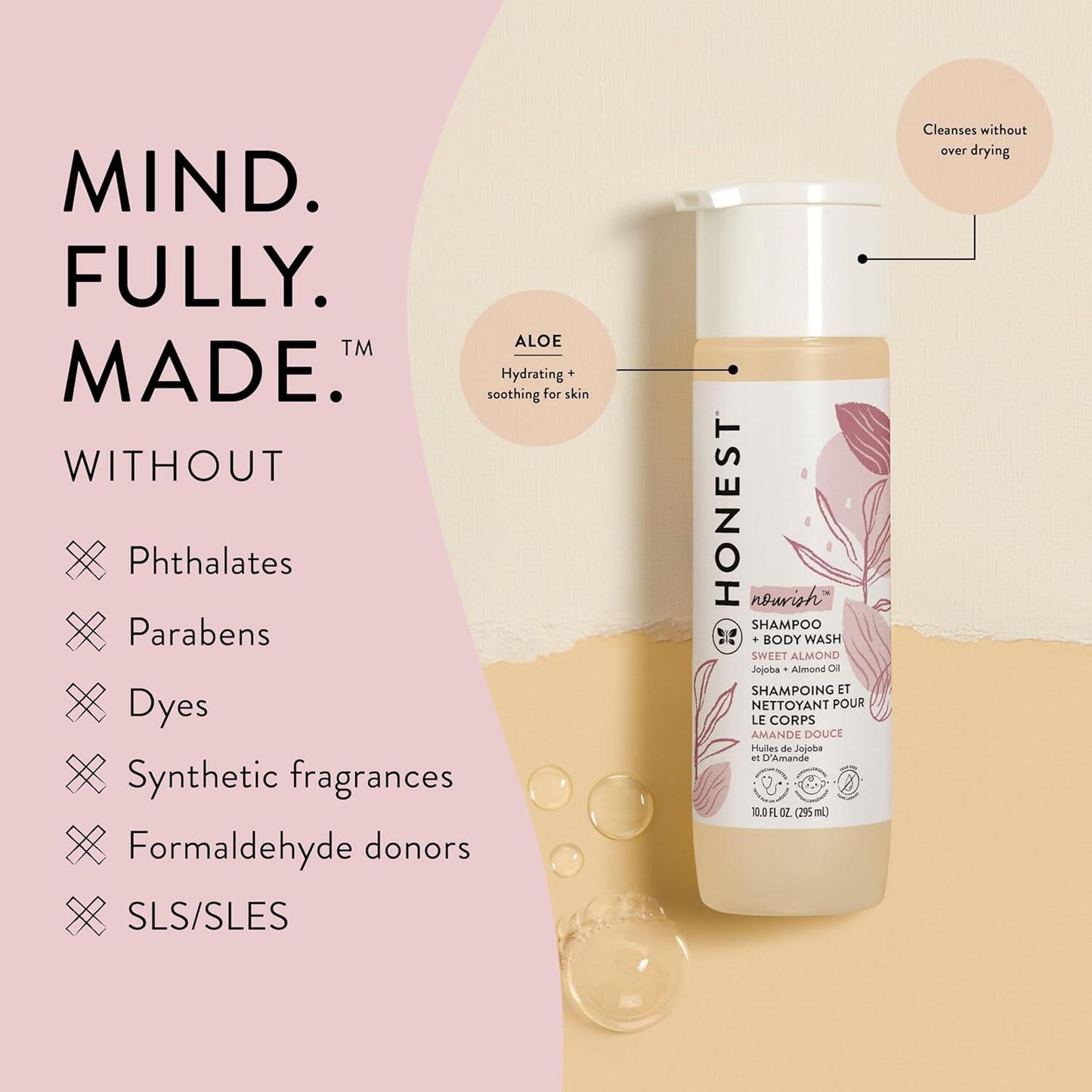 【エクスプレス便】【新パッケージ】Sweet Almond Nourish, The Honest Company 2-in-1 Cleansing Shampoo + Body Wash 10 fl oz ザ・オネスト・カンパニー 2-in-1 クレンジング シャンプー ボディウォッシュ 赤ちゃん 天然由来 アーモンド