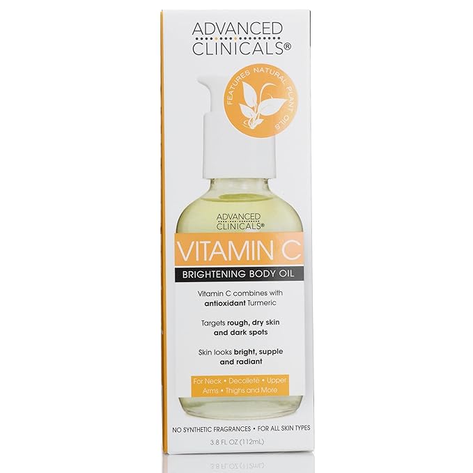【エクスプレス便】Advanced Clinicals Vitamin C Body Oil W/Vitamin E & Turmeric 3.8 oz アドバンスドクリニカルズ ビタミンC ボディオイル ビタミンE & ターメリック配合 112ml