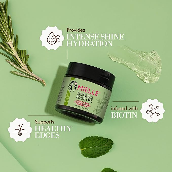 【追跡可能海外メール便】Mielle Organics Rosemary Mint Strengthening Edge Gel Biotin & Essential Oil 2oz<br> ミエーレ ローズマリーミント エッジジェル ビオチン & エッセンシャルオイル 57g