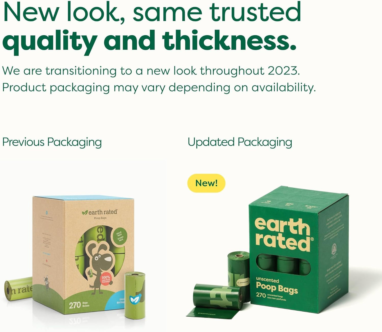 【エクスプレス便】Earth Rated Dog Poop Bags Unscented 270 Count 無香料 小型犬から大型犬用 防漏性と特厚に特化 ペット用フン袋 270枚