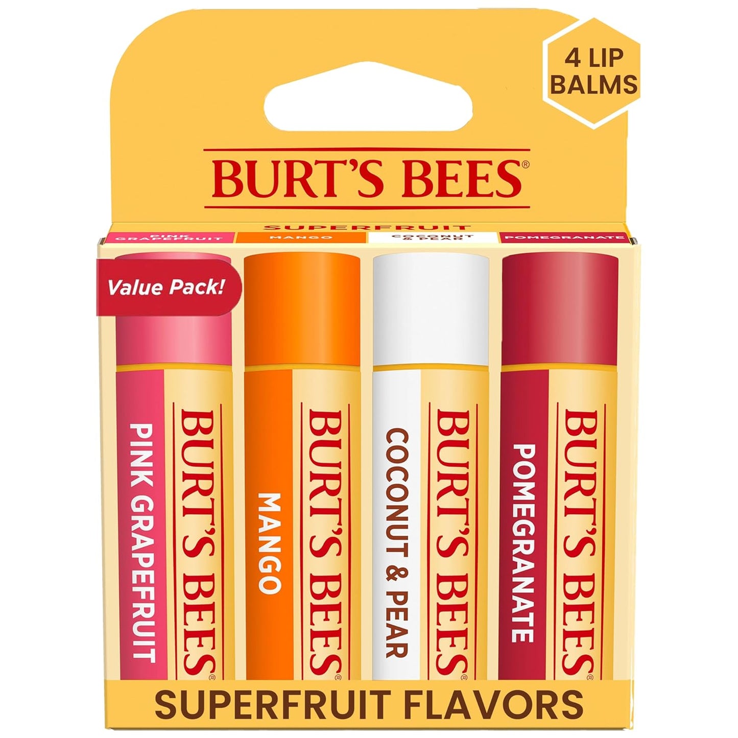 【追跡可能海外メール便】Burt's Bees 100% Natural Moisturizing Lip Balm 0.15 oz. pack of 4 (Superfruit) バーツビーズ リップバーム 4本セット(スーパーフルーツ) 4.25g×4本