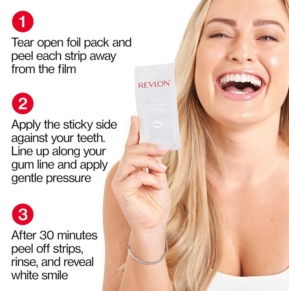 【追跡可能海外メール便】 REVLON Mint Flavored Teeth Whitening Strips 14 Treatments レブロン ホワイトニングストリップス 28枚 14回分 ホワイトニングケア ホワイトニング 白い歯 清潔な歯