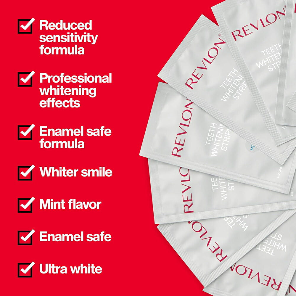 【追跡可能海外メール便】 REVLON Mint Flavored Teeth Whitening Strips 14 Treatments レブロン ホワイトニングストリップス 28枚 14回分 ホワイトニングケア ホワイトニング 白い歯 清潔な歯