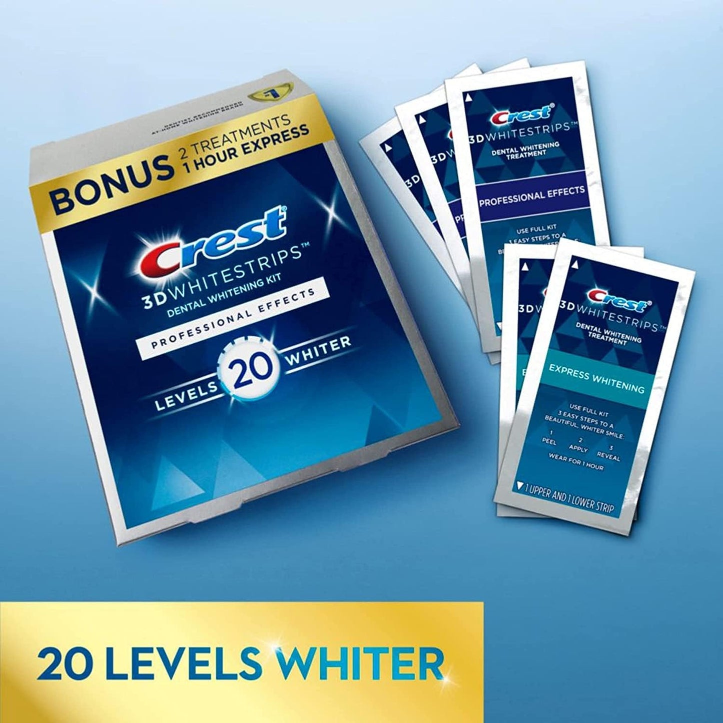 【追跡可能海外メール便】 22回分 (44枚入り)★ クレスト Crest レベル20 ホワイトニング テープ 3D White ホワイトニング 白い歯 クレスト 3d ホワイトニング テープ