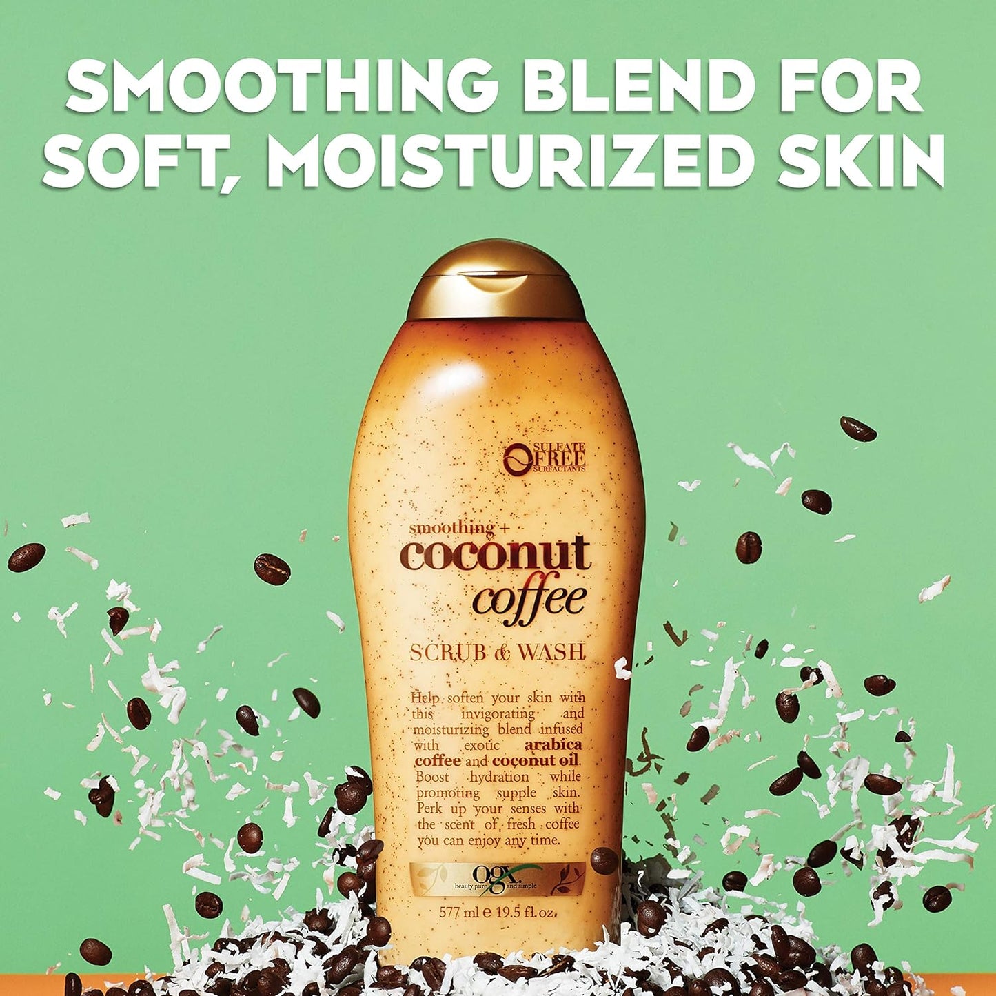 【エクスプレス便】OGX Smoothing Coconut Coffee Exfoliating Body Scrub with Arabica Coffee Coconut Oil Moisturizing Body Wash for Dry Skin 19.5oz OGX ココナッツコーヒーボディスクラブボディウォッシュ 577ml