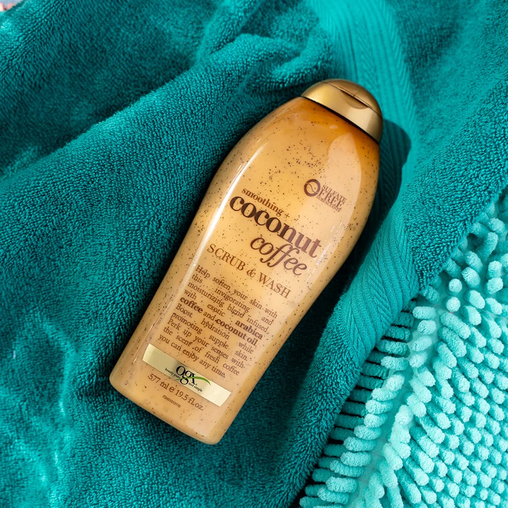 【エクスプレス便】OGX Smoothing Coconut Coffee Exfoliating Body Scrub with Arabica Coffee Coconut Oil Moisturizing Body Wash for Dry Skin 19.5oz OGX ココナッツコーヒーボディスクラブボディウォッシュ 577ml