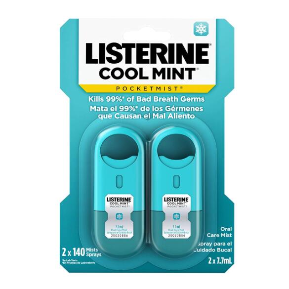【追跡可能海外メール便】【2個セット】 Listerine Pocketmist Cool Mint Oral Care Mist to Get Rid of Bad eath, リステリン 口臭用ポケットミスト クールミント 2 Pack x 7.7ml