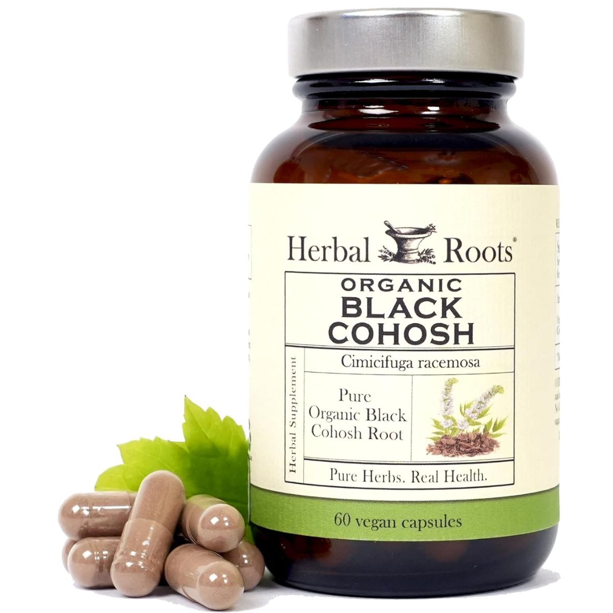 【エクスプレス便】Herbal Roots Organic Black Cohosh Root | Extra Strength 600mg 60 Capsules, Vegan 60カプセル ハーバルルーツ オーガニック ブラックコホシュ | エクストラストレングス 600mg