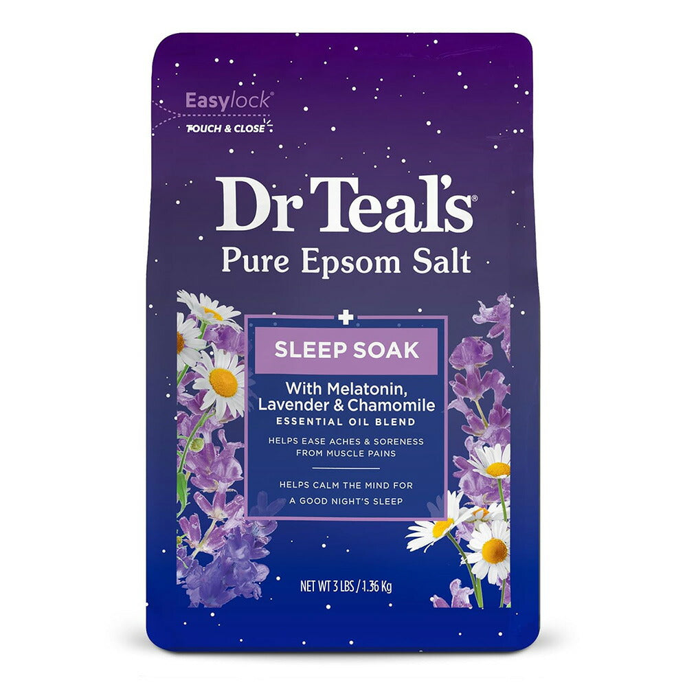 【エクスプレス便】Dr Teal's Pure Epsom Salt Soak Sleep Blend withLavender & Chamomile Essential Oils 3 lbs ドクター ティールズ エプソム ソルト 1.36kg ラベンダーとカモミール エッセンシャル オイル配合 お風呂 アロマ 安眠