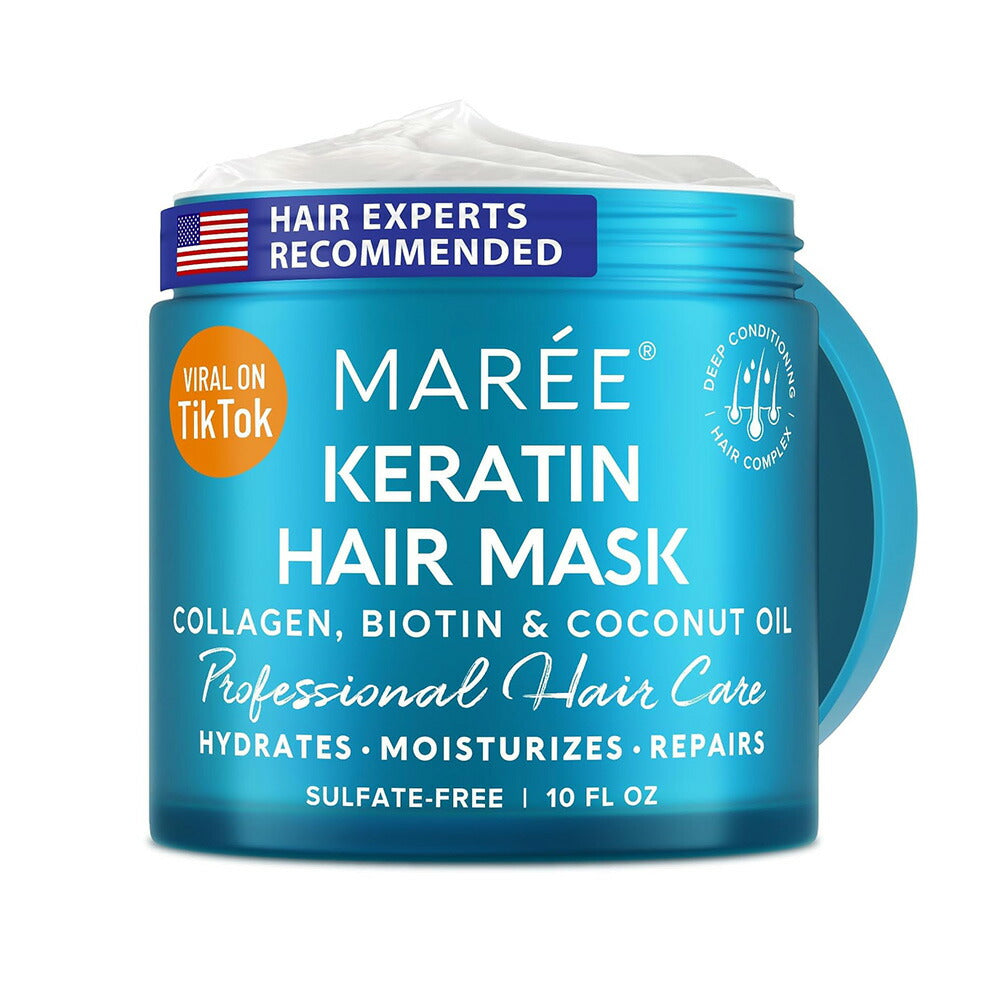 【エクスプレス便】MAREE Deep Hair Mask & Conditioner 10oz MAREE ディープヘアマスク & コンディショナー283g ココナッツオイル ケラチン ビオチン ヘアケア トリートメント 傷み