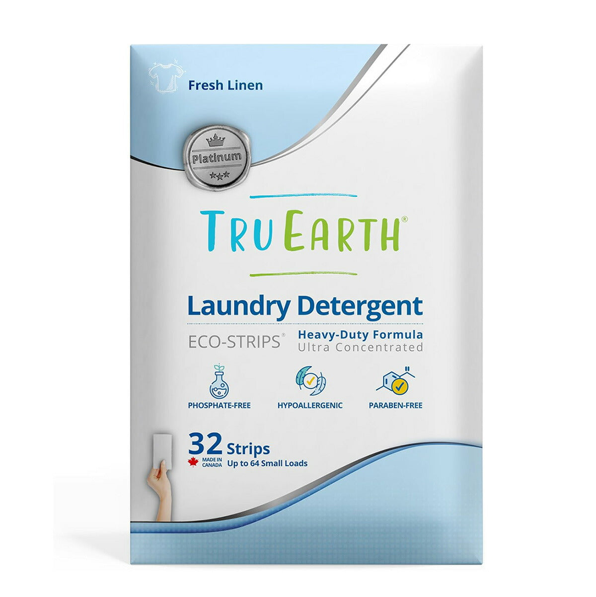 【追跡可能海外メール便】Tru Earth Platinum Heavy Duty Laundry Detergent Sheets 32 Sheets トゥルーアース 洗濯洗剤シート 32枚入り フレッシュリネンの香り 頑固な汚れや臭いに ビーガンフレンドリー パラベンフリー