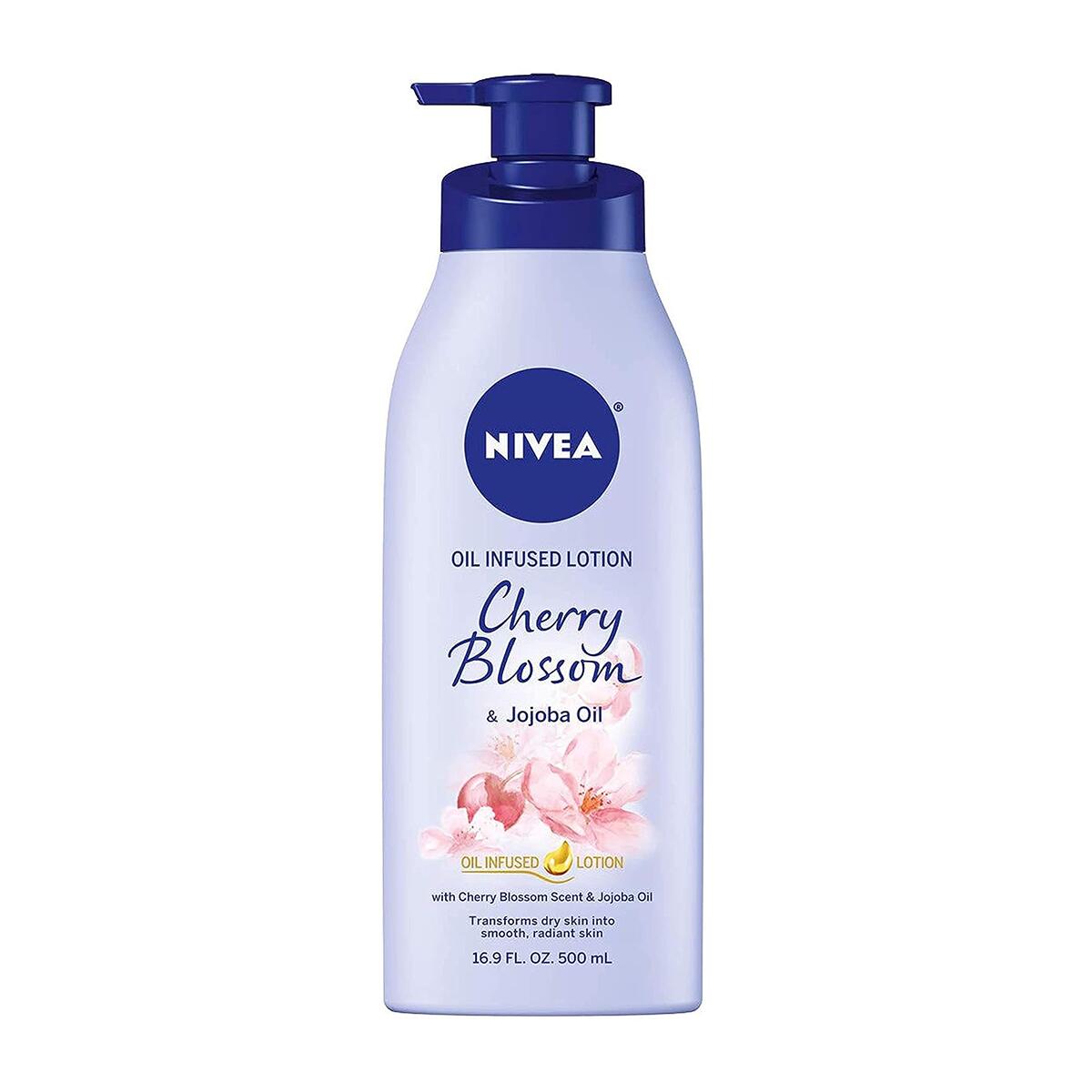 【エクスプレス便】Nivea Oil Infused Body Lotion Cherry Blossom Lotion with Jojoba Oil Moisturizing Body Lotion for Dry Skin 16.9oz ニベア オイル ボディローション チェリーブロッサムローション ホホバオイル配合 500ml
