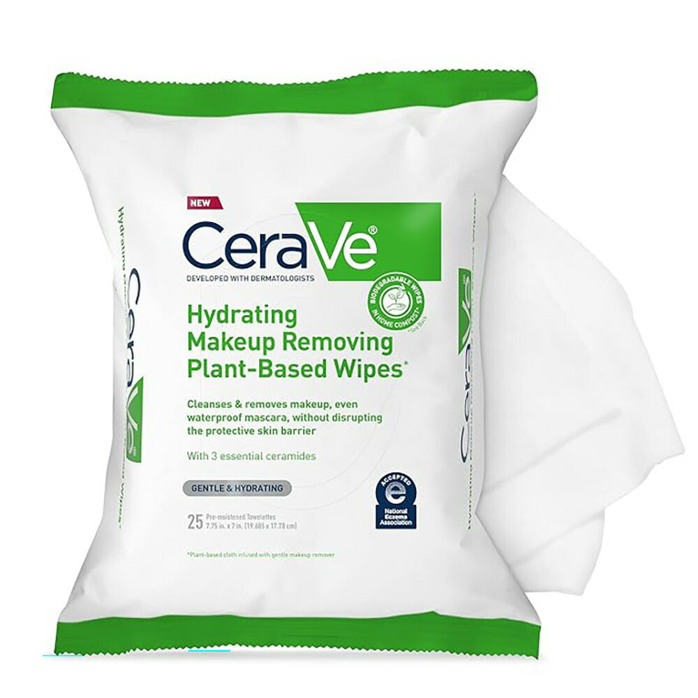 【追跡可能海外メール便】 CeraVe Hydrating Facial Cleansing Makeup Remover Wipes 25 Count セラヴィ ハイドレーティング フェィシャル クレンジング メイクアップリムーバー ワイプス 25枚入り 無香料 皮膚科医推奨 保湿
