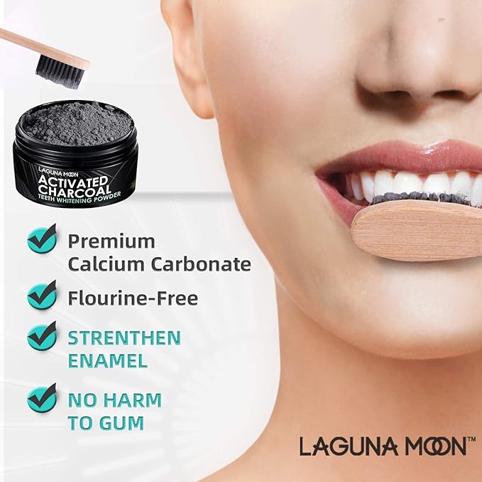 【追跡可能海外メール便】Laguna moon Activated Charcoal Teeth Whitening Powder 50g ラグナムーン チャコールパウダー ホワイトニング 白い歯 チャコール