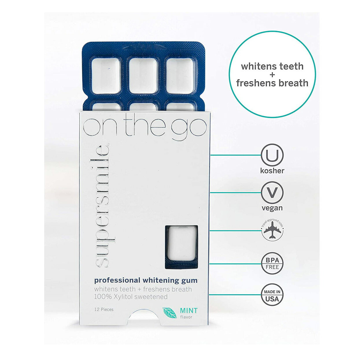 【追跡可能海外メール便】Supersmile Professional Whitening Gum 12 Count スーパースマイル プロフェッショナル ホワイトニングガム 12粒入り 口臭ケア ホワイトニングガム 白い歯