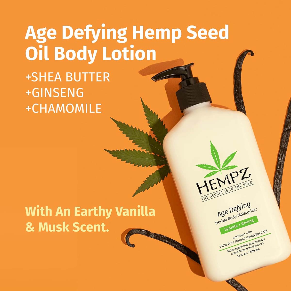 【エクスプレス便】Hempz Age Defy Body and Hand Lotion 17oz ヘンプ エイジディファイ ボディアンドハンドローション 500ml 保湿 ビタミンE シアバター