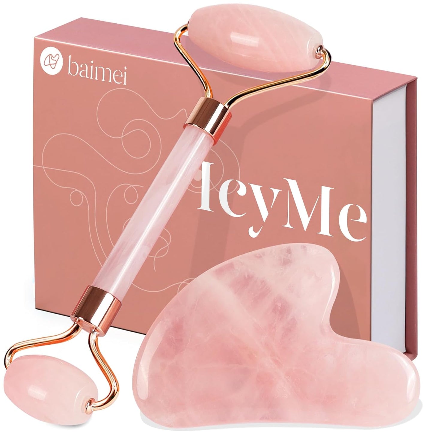 【エクスプレス便】BAIMEI 冷感翡翠ローラー&かっさ 顔用ローラー 赤み軽減 スキンケアツールBAIMEI IcyMe Jade Roller & Gua Sha Face Roller Redness Reducing Skin Care Tools 7.37oz