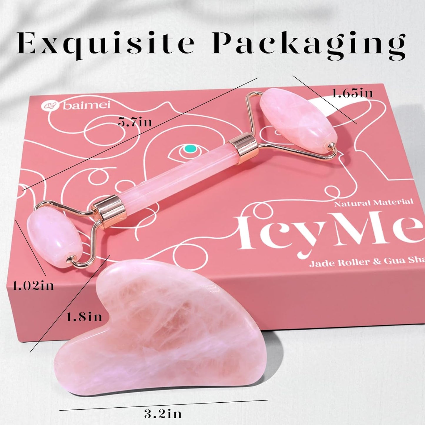 【エクスプレス便】BAIMEI 冷感翡翠ローラー&かっさ 顔用ローラー 赤み軽減 スキンケアツールBAIMEI IcyMe Jade Roller & Gua Sha Face Roller Redness Reducing Skin Care Tools 7.37oz
