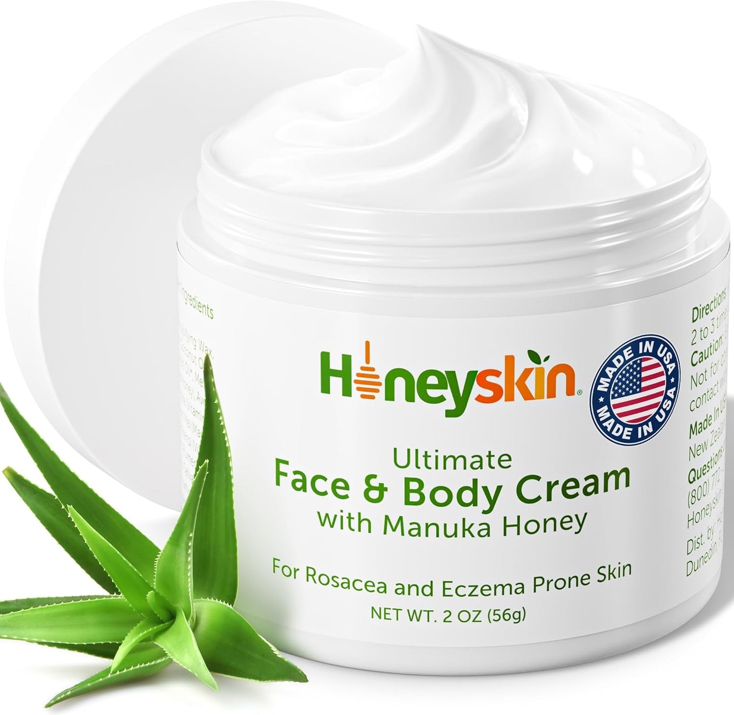 【追跡可能海外メール便】マヌカハニー保湿クリーム フェイス&ボディ モイスチャライザー56gHoney Skin Hydrating Face Moisturizer & Body Cream with Manuka Honey Cream 2oz