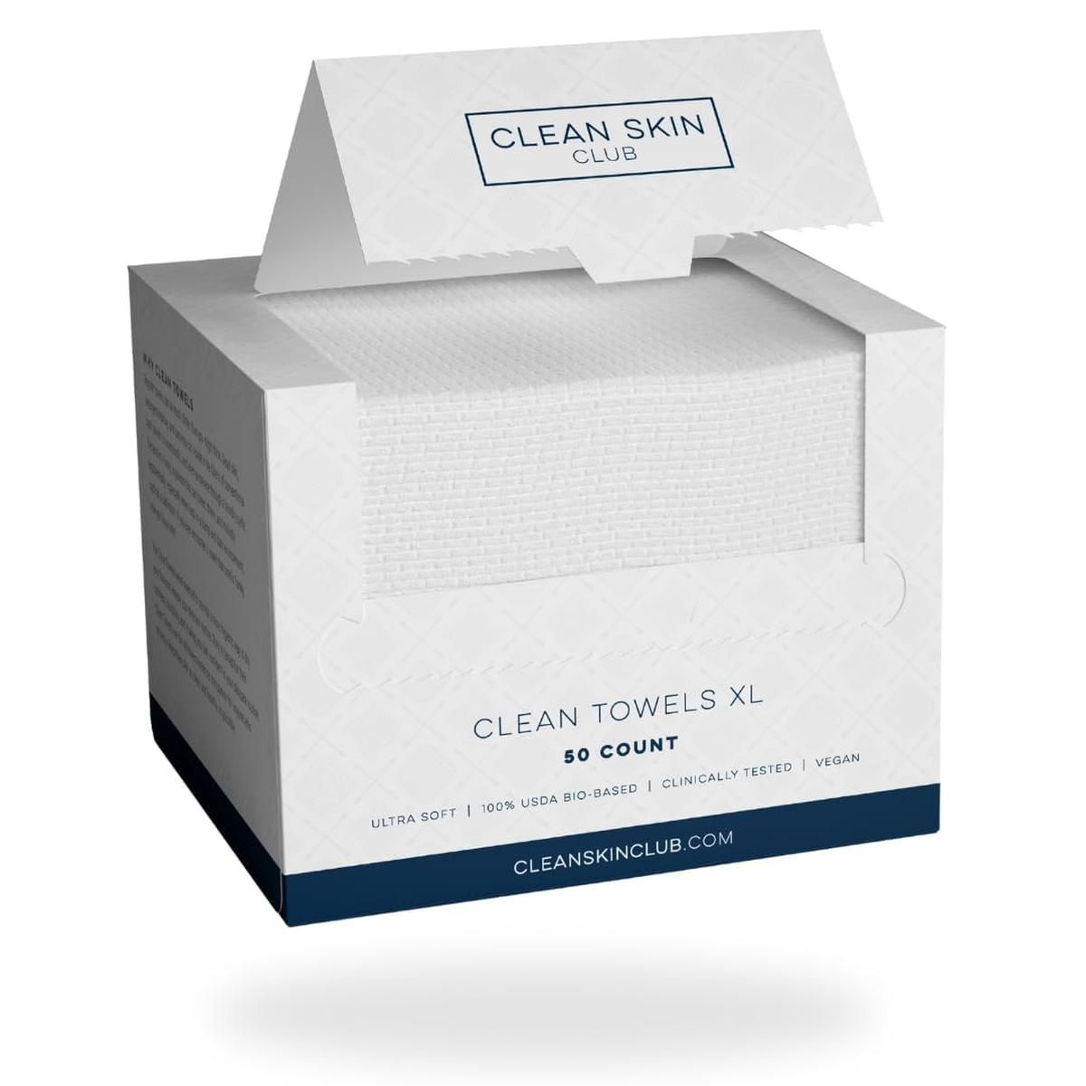 【エクスプレス便】使い捨てフェイスタオル 50枚 340g Clean Skin Club クリーンタオル 超吸水 敏感肌対応 厚手 洗顔 メイク落とし スキンケア 高品質