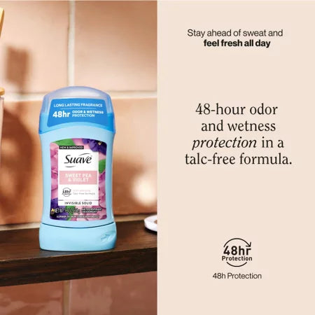 【追跡可能海外メール便】Suave Deodorant Stick Sweet Pea & Violet 1.2ozスエーヴ デオドラントスティック スウィートピー&バイオレット 34g制汗剤 スティックタイプ 塗った後白くならない 長時間効果持続 汗の悩み 女性用